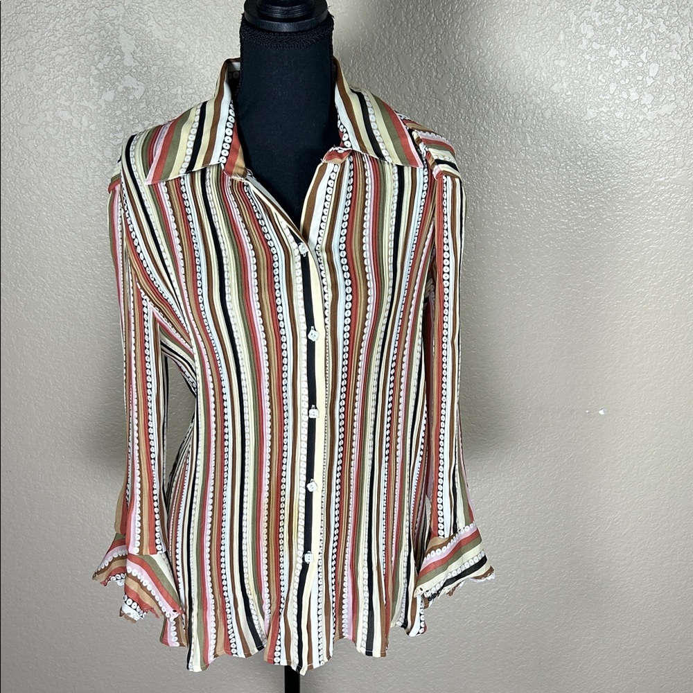 Essentials by Milano Stripe Top Size 14 – Flowy Statement Sleeves